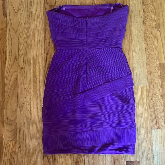 BCBG Purple Textured Strapless Mini Dress - Picture 2 of 4